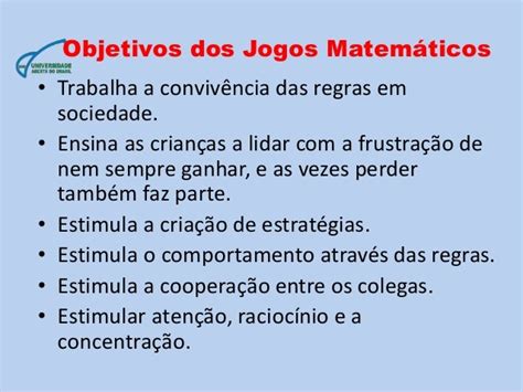 objetivos dos jogos matemáticos